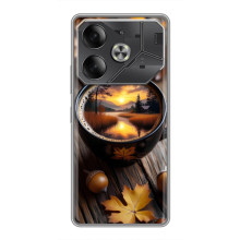Чехол с уникальным дизайном «Осень с кофе» для Tecno Pova 6 – Тёмный кофе