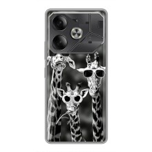 Силиконовый чехол с КАРТИНКАМИ лето для Tecno Pova 6 (AlphaPrint) (Жирафы в очках)