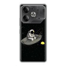 Силиконовый Чехол с принтом "Космонавты" на Tecno Pova 6 – Космонавт на рыбалке
