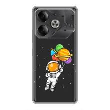 Силиконовый Чехол с принтом "Космонавты" на Tecno Pova 6 – Космонавт с шариками