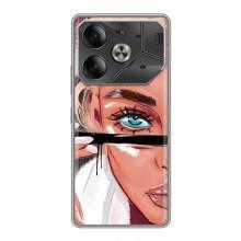 Силіконовый Чохол на Tecno Pova 6 з картинкой Модных девушек (Дівчина та вії)