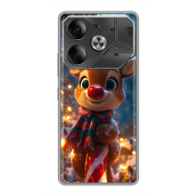 Яскравий чохол для Tecno Pova 6 з Зимові Оленята – Олень з шарфом