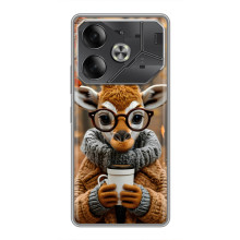 Печатный чехол «Зверята с кофе» для Tecno Pova 6 – Жираф с кофе