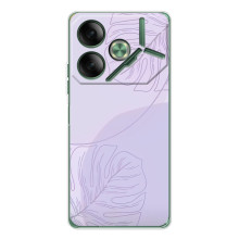 Чехол цветочный дизайн для Tecno Pova 7 5G – Монстера фиолетовая