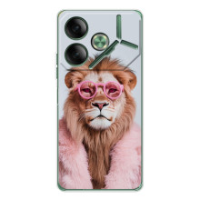 Чехол с принтом стильные животные для Пова 7 5Джи (Лев в очках)