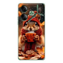 Печатный чехол «Зверята с кофе» для Tecno Pova 7 5G – Белка с кофе