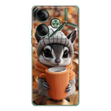 Печатный чехол «Зверята с кофе» для Tecno Pova 7 5G – Грызунчик с кофе