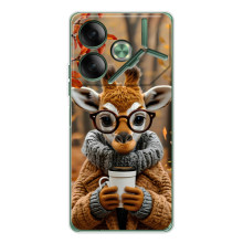 Печатный чехол «Зверята с кофе» для Tecno Pova 7 5G – Жираф с кофе