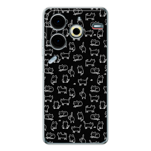 Чехол на тематику: Коты для TECNO Pova 7 Pro – Котики на черном