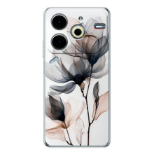 Чохол з квітковим принтом на Пова 7 Про – Квіти на білому