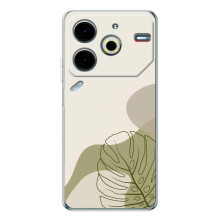 Силиконовый чехол с принтом в цветах на Tecno Pova 7 Pro – Монстера зелёная