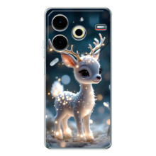 Яркий чехол для Tecno Pova 7 Pro с Зимними Оленятами – Блистающий оленёнок