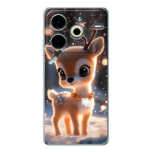 Яркий чехол для Tecno Pova 7 Pro с Зимними Оленятами – Оленёнок