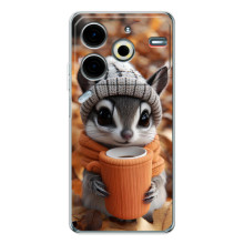 Печатный чехол «Зверята с кофе» для Tecno Pova 7 Pro