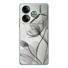 Чохол з квітковим принтом на Пова 7 Ультра – Чорні квіти