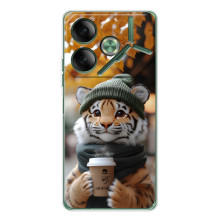 Печатный чехол «Зверята с кофе» для Tecno Pova 7 Ultra – Тигр с кофе
