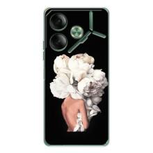 Чехлы (ART) Цветы на Tecno Pova 7 (VPrint) (Белые цветы)