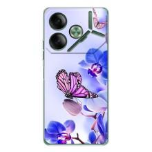 Чехлы с Цветами для Tecno Pova 7 (VPrint) (Бабочка на цветочке)