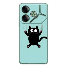 Чехол с милыми котиками на Пова 7 (Черный кот)