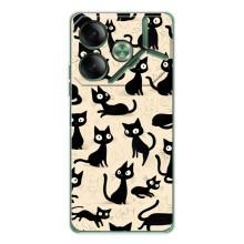 Чехол с рисунком кот на Tecno Pova 7 (Черные коты)