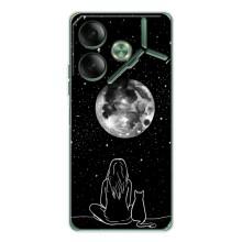 Чехол с рисунком кот на Tecno Pova 7 (Девушка с котом)