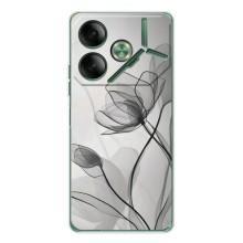 Чехол с цветочным принтом на Пова 7 (Черные цветы)