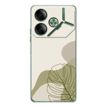 Силиконовый чехол с принтом в цветах на Tecno Pova 7 – Монстера зелёная