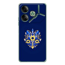 Чехол с украинским гербом на Tecno Pova 7 – Цветочный герб