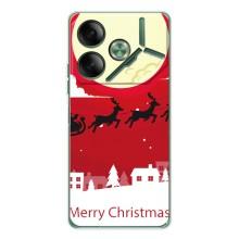 Різдвяні Чохли для Tecno Pova 7 (VPrint) (Санта з оленями)