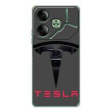 Силиконовый бампер с картинкой машины на Tecno Pova 7 (Logo TESLA)