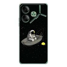 Силиконовый Чехол с принтом "Космонавты" на Tecno Pova 7 – Космонавт на рыбалке