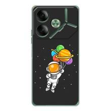 Силиконовый Чехол с принтом "Космонавты" на Tecno Pova 7 – Космонавт с шариками