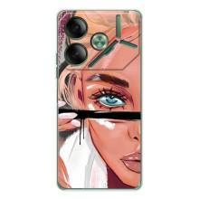 Силиконовый Чехол на Tecno Pova 7 с картинкой Стильных Девушек – Девушка и ресницы
