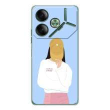 Силиконовый Чехол на Tecno Pova 7 с картинкой Стильных Девушек – Желтая кепка