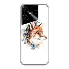 Чехлы с картинкой Лисички для Tecno POVA Neo 3 (VPrint) (Лисичка в цветочках)