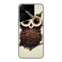 Чехлы с принтом СОВЫ для Tecno POVA Neo 3 – Сова с зерен кофе