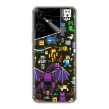 Чехол Майнкрафт на Tecno POVA Neo 3 (AlphaPrint) Minecraft (Коллаж Майнкрафт)