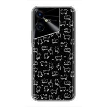 Чехол на тематику: Коты для Tecno POVA Neo 3 – Котики на черном
