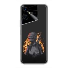 Силиконовый чехол с картинкой "Герой Pubg" на Tecno POVA Neo 3 – В огне