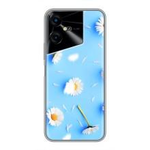 Чохол з Квітами для Tecno POVA Neo 3 (ромашки на блакитному)