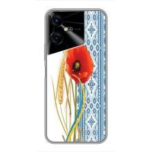 Силиконовый Чехол на Tecno POVA Neo 3 с картинкой Вышиванки – Вышиванка с цветком