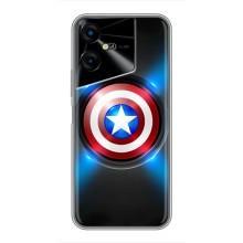 Чехол с Щитом Капитана Америки на Tecno POVA Neo 3 – Яркий Щит Капитана