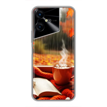 Чехол с уникальным дизайном «Осень с кофе» для Tecno POVA Neo 3 – Кофе и дождь