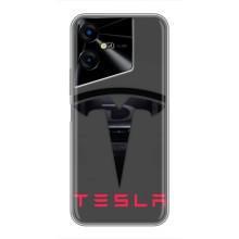 Силіконовий бампер з картинкою машини на Tecno POVA Neo 3 (Logo TESLA)