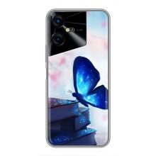 Силиконовый бампер с картинкой животных для Tecno POVA Neo 3 (Бабочка синяя)