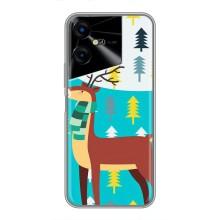 Силиконовый бампер с картинкой животных для Tecno POVA Neo 3 (Олень с шарфом)