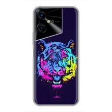 Силиконовый бампер с картинкой животных для Tecno POVA Neo 3 (Тигр-Арт)