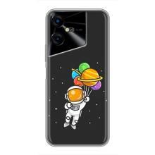 Силиконовый Чехол с принтом "Космонавты" на Tecno POVA Neo 3 – Космонавт с шариками