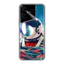 Силиконовый Чехол с принтом "Космонавты" на Tecno POVA Neo 3 – Космонавт в воде