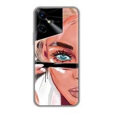 Силиконовый Чехол на Tecno POVA Neo 3 с картинкой Стильных Девушек (Девушка и ресницы)